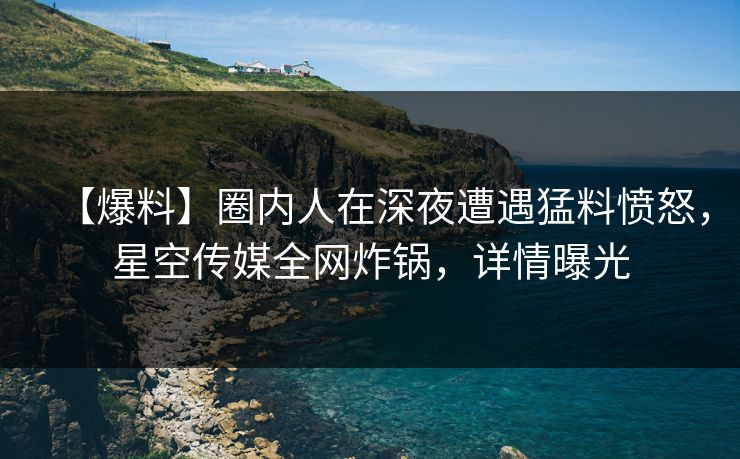 【爆料】圈内人在深夜遭遇猛料愤怒，星空传媒全网炸锅，详情曝光