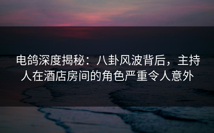 电鸽深度揭秘：八卦风波背后，主持人在酒店房间的角色严重令人意外